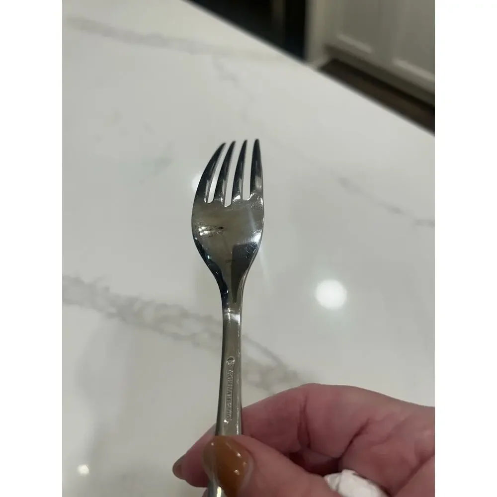 Gorham Madeline Stainless Dinner Fork Glossy‎ 18/10 Flatware Feathers Outline